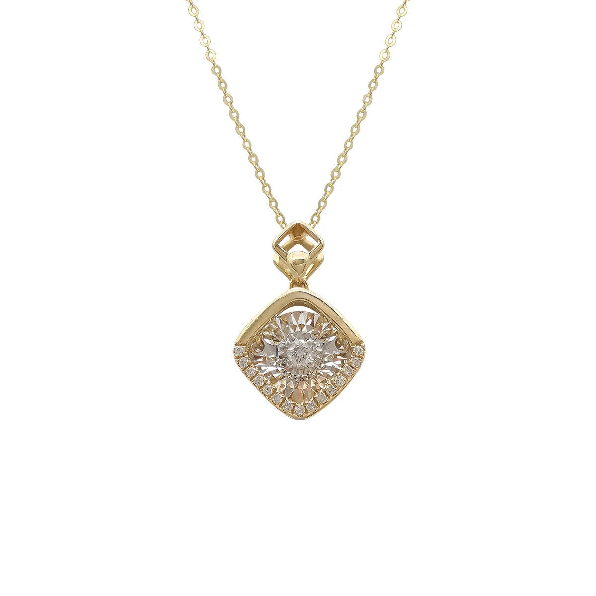 Wholesale 18K Real Gold With Natural Diamond Fine Jewelry Dancing Diamond Pendant Necklace for Women