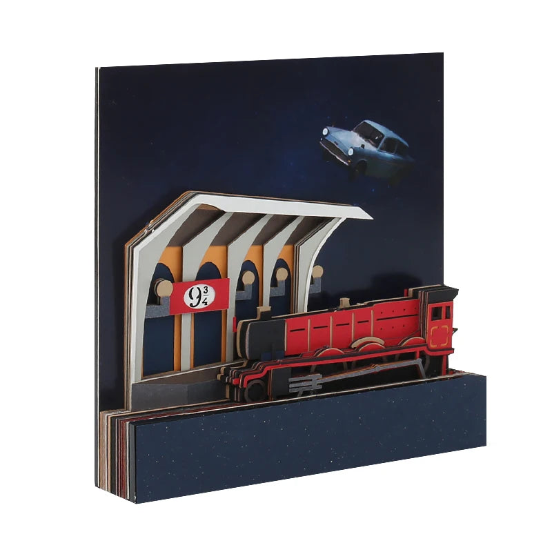 Custom Promotional Memo Pad Laser Cut Paper Craft Note Pad 3D Customized Sticky Notes Memo Pads Set With Clear Pen Holder