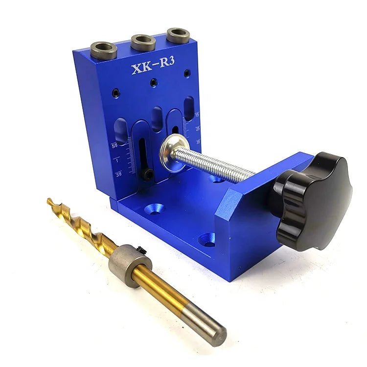 Three 9.5mm Holes Drilling Guide Aluminum Portable Inclined Pocket Hole Screw Jig for Woodworking OEM Industrial DIY