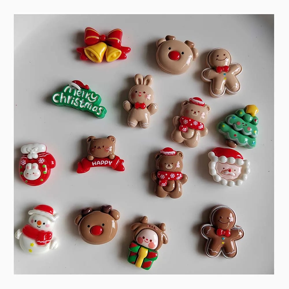 Hot Selling Resin Cartoon Flatback Christmas Cabochons Charms for DIY Hair Decorations