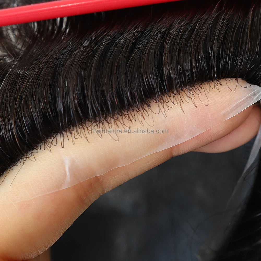 All V Looped Natural Hairline Invisible Thin Skin Mens Toupee