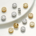 CZ8725 18k Gold Platinum CZ Micro Pave Monogram Alphabet Initial Spacer Beads Cubic Zirconia Diamond Letter Round Beads