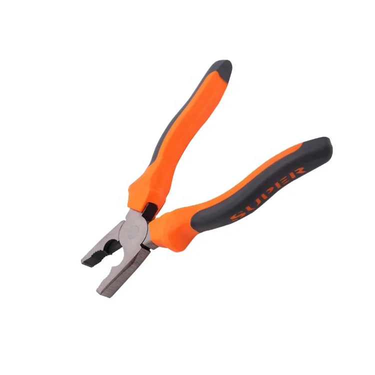 DEDING PL817-CW Orange Comfortable 6 Inch 8 Inch Combination Pliers Power Steel Construction Tools Plastic Molded Handle DIY OEM