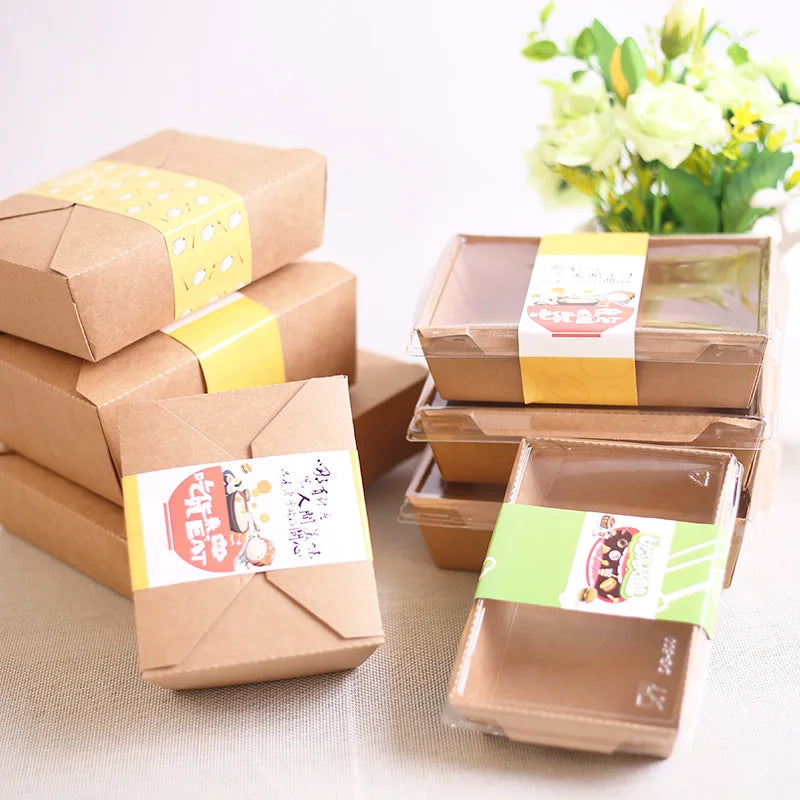 Custom Disposable Restaurant togo Container Take Away Lunch Packing Boxes for Fast Food Grade Kraft Paper Packaging Box