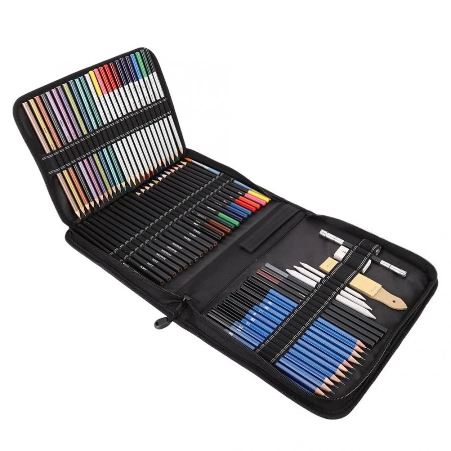 72-Piece Art Supplies Artist Kit Drawing Tools Professional Sketch Pencils Set With Carrying Bags for Kids Drawing