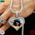 Dropshipping Moissanite Heart Memory Pendant 925 Sterling Silver Jewelry VVS Diamond Iced Out Custom Photo Necklace Men Women