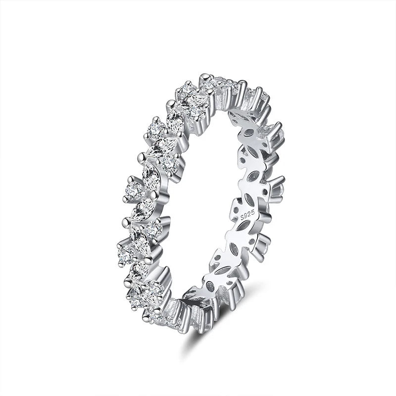 Wholesale Fine Jewelry Cubic Zirconia Eternity Cz Stone Rings Promise for Women 925 Sterling Silver Ring