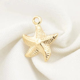 Cute Jewelry Findings 14K Solid Gold Filled Starfish Charm Pendant With Single Loop for DIY Bracelet Necklace Jewelry Making