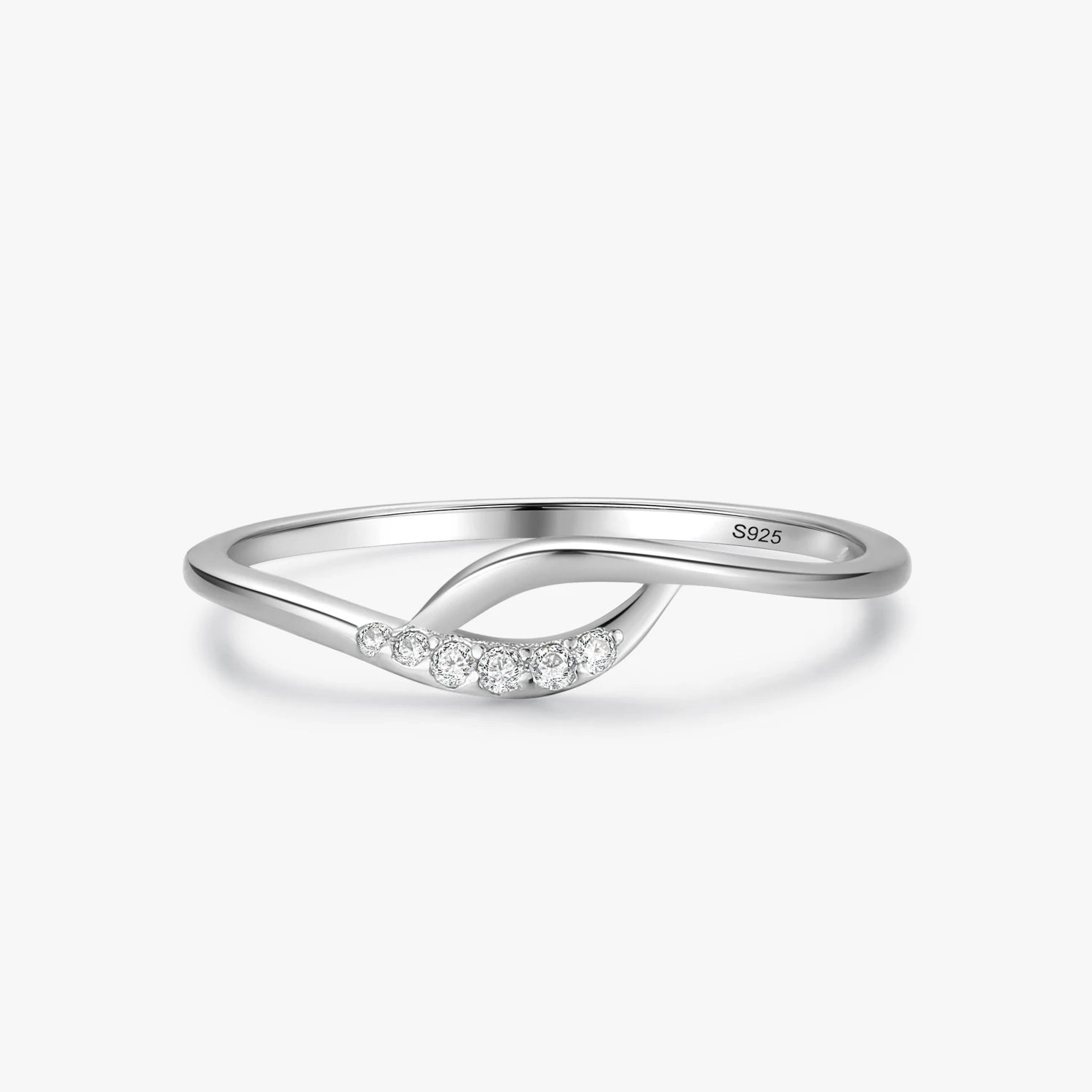 Ailmay Genuine 925 Sterling Silver Jewelry Elegant Sparkle CZ Interwoven Ring for Women Minimalist Fine Jewelry New Style