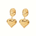 High Polished 14K Gold Plated Irregular Shape Heart Pendant Earrings Stainless Steel Stud Drop Earrings for Women