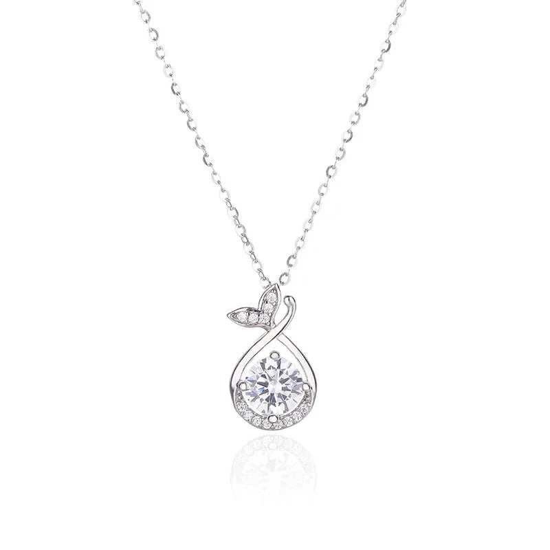 Trendy Fashion Jewelry Manufacturer Mirror Polished Silver 925 Sterling Silver Chain for Men and Women Zircon Pendant Necklace