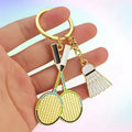 Custom-made Sports Club Metal Badminton Racket Key Chains Souvenir Shuttlecock Enamel Badminton Bat Key Rings for Sports Events