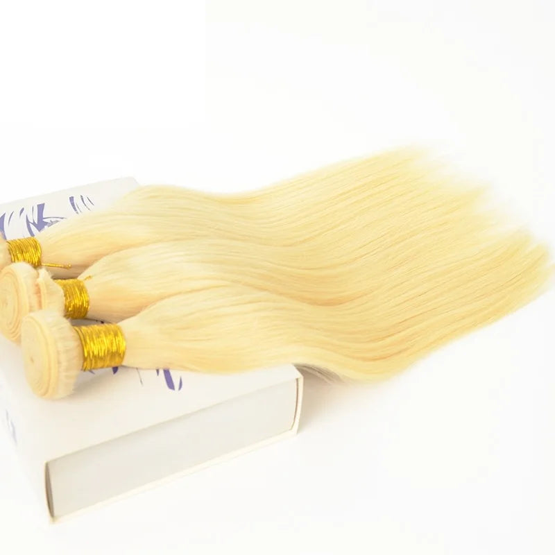 Wholesale Raw Quality 100% Brazilian Human Hair Bundles Blonde Color 12a Grade Virgin Cuticle Aligned Hair 613 Straight Bundles