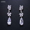 Cenda Crystal Bride Wedding Trendy Drop Earrings for Women Large Teardrop Dangle Zircon Gift Party Prom Luxury Jewelry