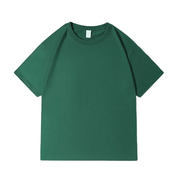 O-Neck Short Sleeve Woven Summer Couples' 3D Printed Pattern Silk Screen 230g Combed Cotton Cylinder Seamless T-Shirt