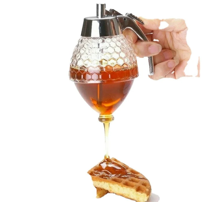 Wholesale Honey Dispenser Syrup Dispenser Pot No Drip Syrup Dispenser Jar with Stand with Stainless Steel Top for Home Kitchen