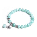 Random 8MM High Quality Turquoise Gemstone Round Beads Energy Healing Stretch Bracelets with Elephant for Women Girl Party Wear