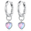 925 Sterling Silver Colorful Heart-shaped Moonstone Earrings Pave Setting CZ for Women Fashion Fine Jewelry