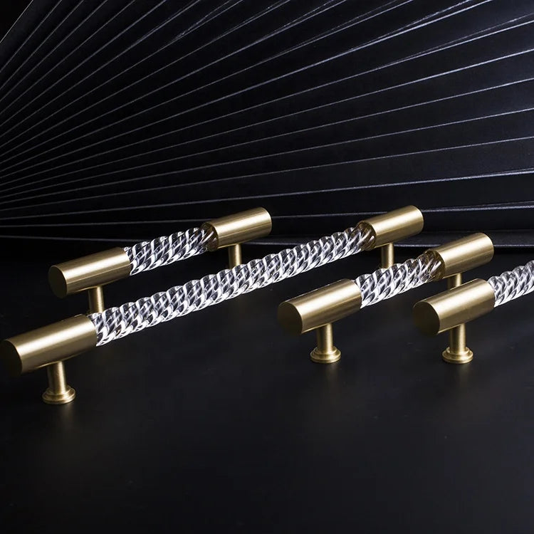Hot Sale Gold Silver clear Pull Kitchen Cabinet Acrylic Handle Brass