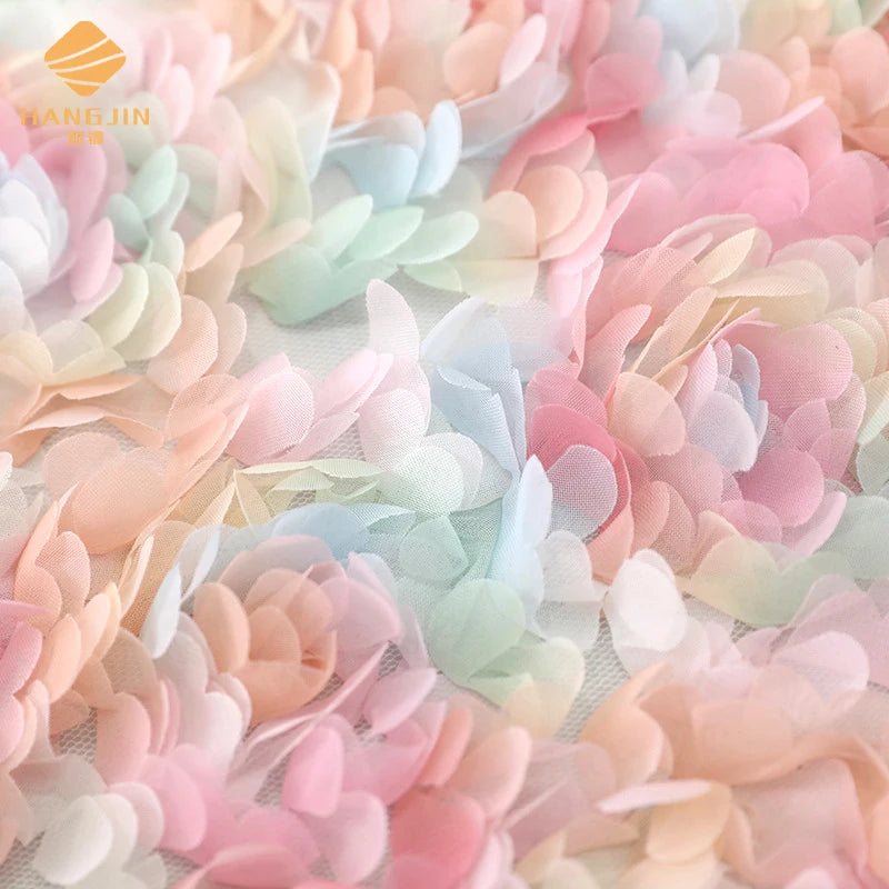 3D Lace Fabric Floral Embroidered Tulle Fabric Tutu Dress Fabric for Princess Party