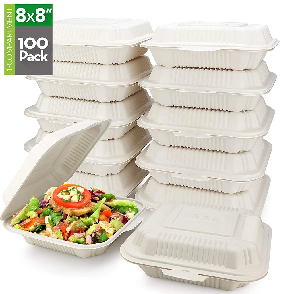 Corn Starch Clamshell Food Container Disposable Tableware Biodegradable Sugarcane Bagasse Lunch Box