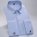 French Business Long Sleeve Shirt Men Fashion Cufflinks White Collar Shirt Loose Large Size Men's Wear