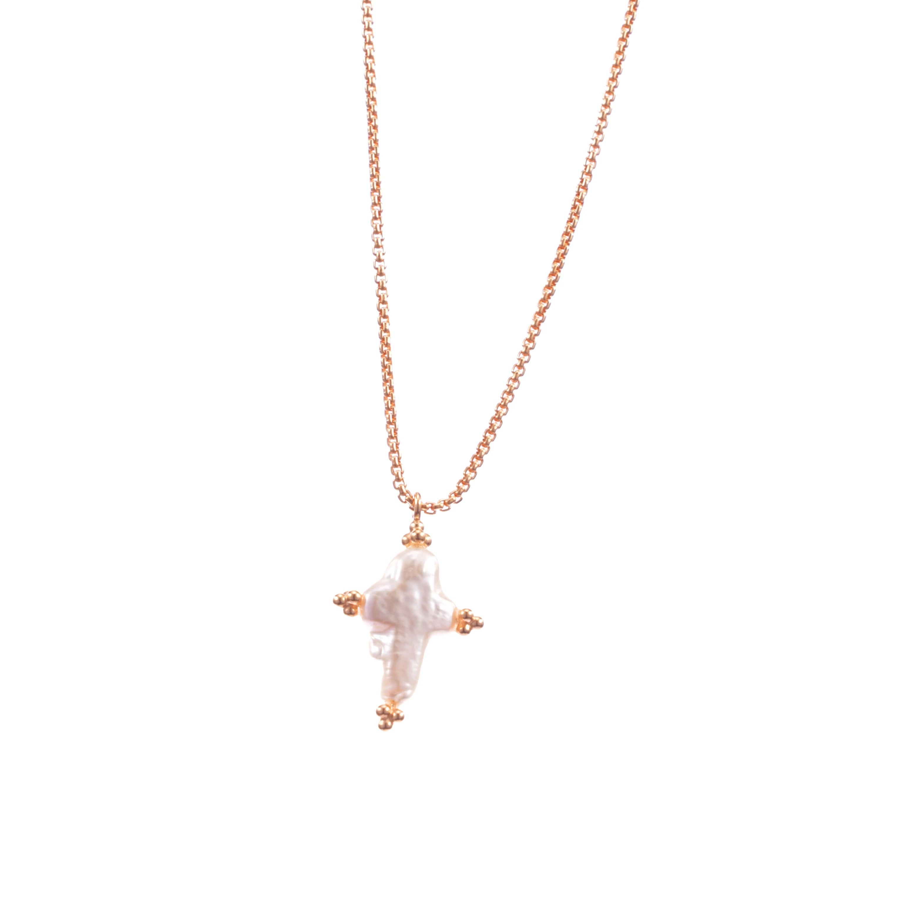 Luxury High-Quality Natural Pearl Cross Pendant Necklace Fashion Jewelry for Women