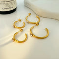 C-shaped Earrings Joyas De Acero Inoxidable Inlaid Zircon Titanium Steel Electroplated 18k Gold Earrings