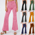 2023 Women's Spring Fashion New Corduroy Flare Pants Wide Leg Pants Solid Color Casual Pants
