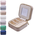 Custom Logo Small Velvet Travel Jewelry Box Lady Velvet Zipper Closure Earring Jewelry Storage Box Travel Jewelry Organizer