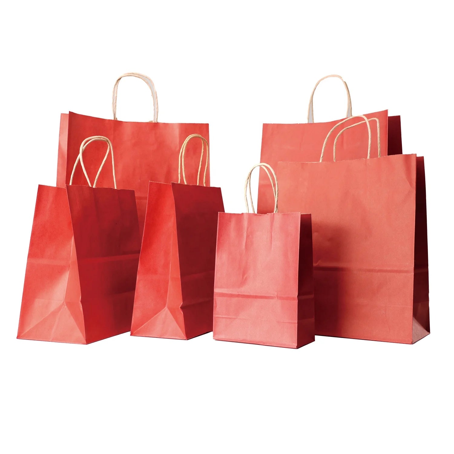 Custom Eco-Friendly Kraft Paper Bag Flat Handle for Restaurant Takeout Food Delivery Lamination Digital Supermarket Promotion