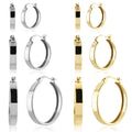 FUAMAY Simple 18K Gold Plated Silver 925 Earrings 4.2MM Wide Hoop Earrings