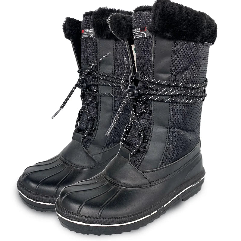 2026 Custom EVA Breathable Thermal Autumn Keep Warm Real Fur Black Duck Winter Snow Boots Knee-High for Women Wholesale