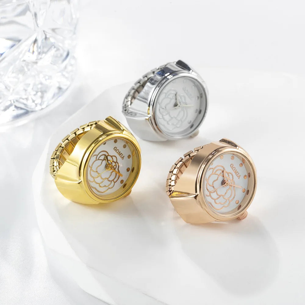 New Arrival Student Couple Watch Accessories Personality Stretch Ring Beautiful Tricolour Rose Watch Ring Gifts for Women