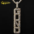 10k Solid Rose Gold VVS Lab Grown Diamond CVD Custom Made Iced Out Vertical Name Letter Pendant
