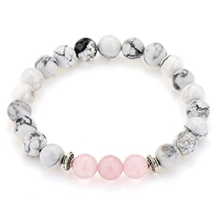 2020 Hot Handmade Quartz Bracelet Set w Imported White Pine Pink Gemstone Natural Stone Beads Bracelet