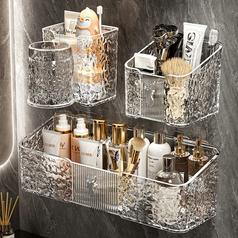 2026 New Arrival Home Use Wall Mounted Bathroom Washroom Sink Hanging Basket Wall Suction Cup Storage Rack