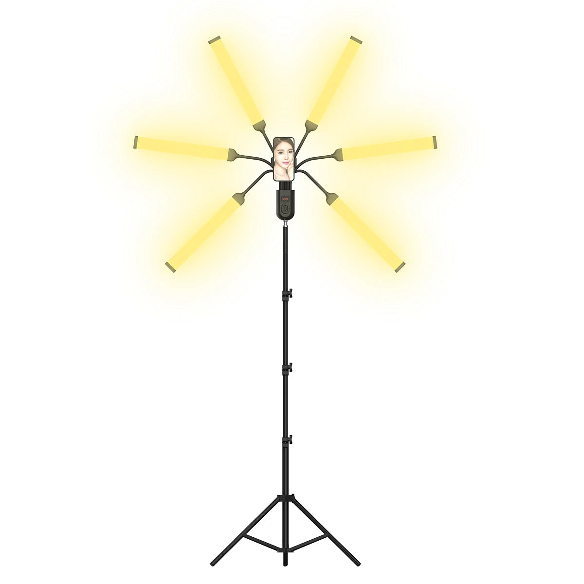 Professional Audio Video Lighting Lamps Dimmable 6-Arm Standing Lamp for Living Room Photographic Selfie Studio LED Light Source
