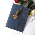 Luxury 5*7 Inches Clear Acrylic Wedding Invitation Match Navy Envelope Cover With Wax Seal & Dried Plants