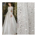Hot Sale Diamond Crystal White Glitter 3D Beaded Lace Fabric Shiny Sequin Lace Fabric for Wedding Dress