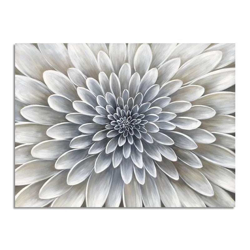 Modern Oil on Canvas Wall Art Painting Daisy Flower Head Big Flower Hand-Painted Frame Design for Home Decoration