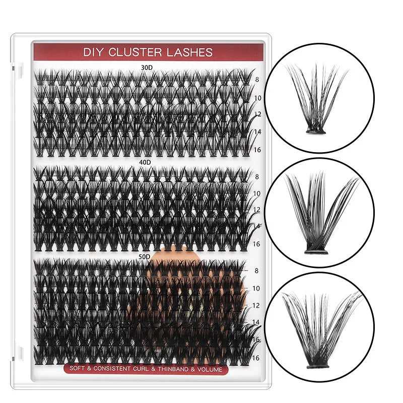Premade 10D 20D 30D 40D Eyelash Extension Fan Volume Cluster Lashes Self Adhesive Segment DIY Cluster Lashes Kit