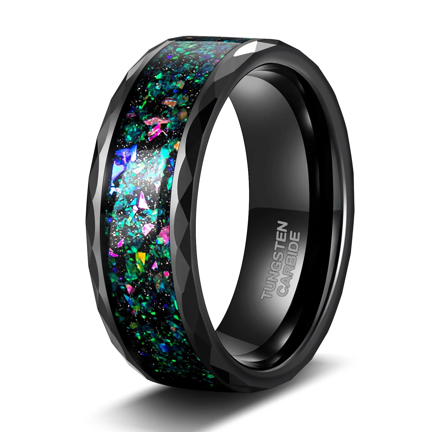 Factory Price Tungsten Rings 4mm 8mm Galaxy Series Opal Inlay Ring Tungsten Wedding Bands for Men Women
