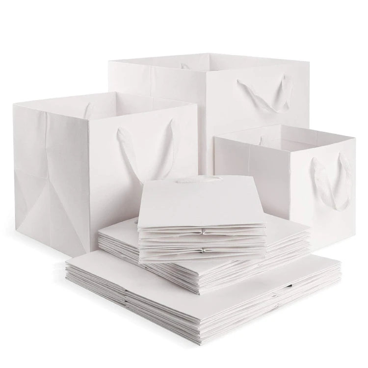 Foldable Strong White Flat Bottom Costume Clothing Jewelry Gift Shopping Cardboard Box Paper Bags With Low Moq