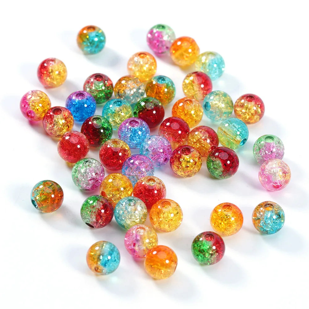 2025 Crystal Factory Direct Sell 8/10/12mm Acrylic Explosion Beads Cracked Crystal Bulk Beads for Jewelry Making