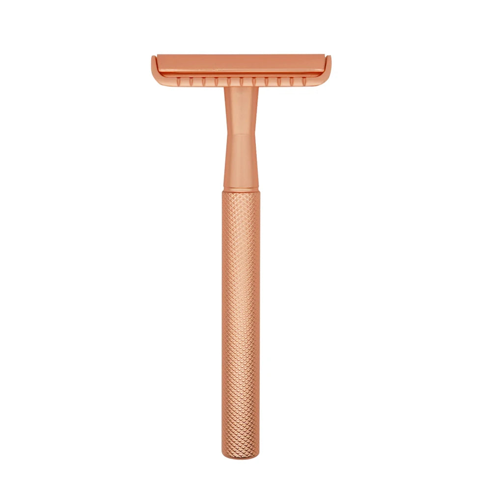 High Quality Men Zero Waste Body Safety Razor Rose Gold Metal Handle Stainless Steel Blade