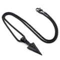 Men's Stainless Steel Jewelry Spear Point Arrowhead Pendant Necklace Viking Spearhead Long Chain Pendant Necklace