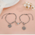 Stainless Steel Chain Heart Shape Smile Bracelet for Lover Valentine's Day Gift Couple 2pcs/set SB008
