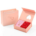 Custom Large Pink 6Pcs Flower Forever Rose Heart Necklace Jewelry Gift Box Eco-Friendly Paper Packaging for Valentine'S Day
