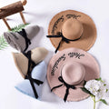 Wholesale Popular Wide Brim Floppy Sunhat Fashion Custom Embroidery Foldable Ladies Beach Straw Hats for Women